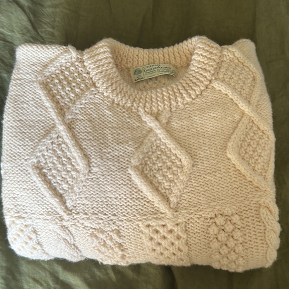 Crana handknit Irish wool cream fisherman’s sweater - Picture 3 of 6